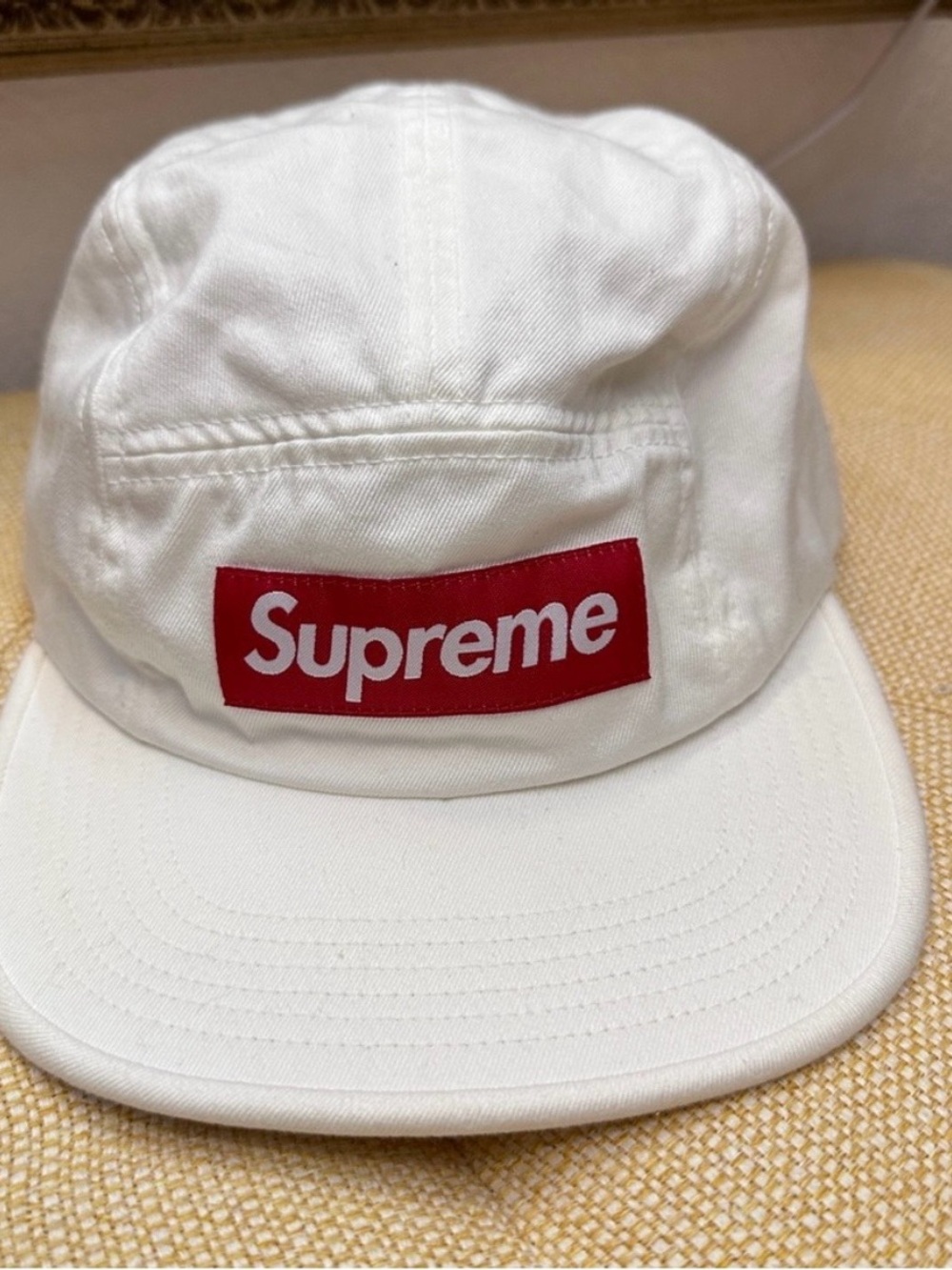 Supreme White Cap with Red Box Logo